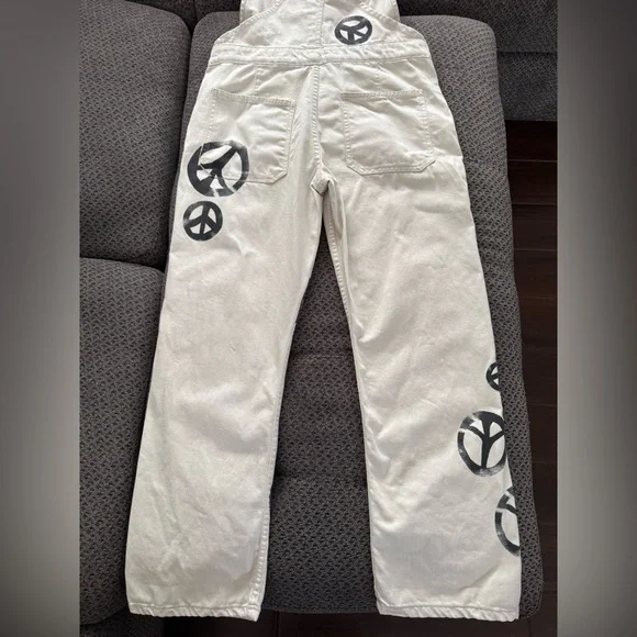 We the Free People Peace Sign Ziggy Harmony Overalls in White Medium Retail $128 - Picture 9 of 16